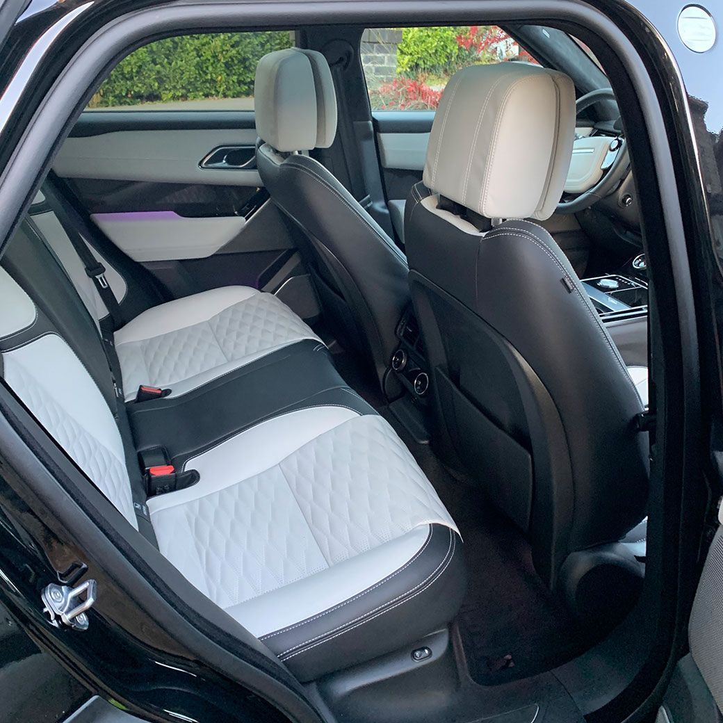 Detailed leather interior of a car after an Interior Detail at Custom Details in Portland